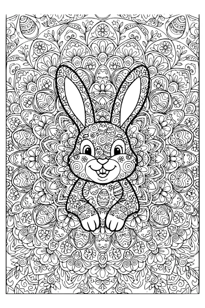 Osterhase mit Eiermosaik – Mandalas zum Ausdrucken
