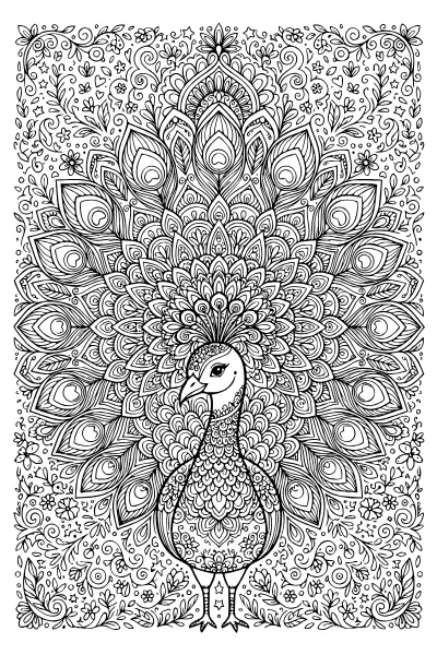 Pfau mit Federaugen – Mandalas zum Ausdrucken