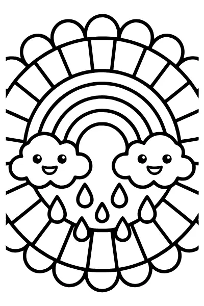 Regenbogen mit Wolken – Mandalas zum Ausdrucken