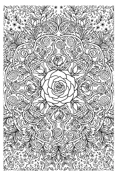 Rosen mit Ranken – Mandalas zum Ausdrucken