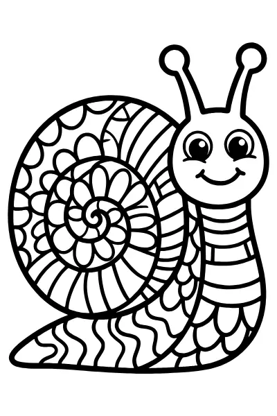 Schnecke mit Spiralhaus – Mandalas zum Ausdrucken