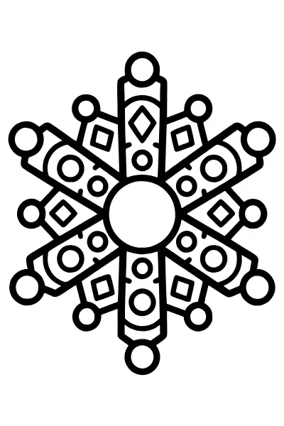 Schneeflocke mit dicken Strahlen – Mandalas zum Ausdrucken