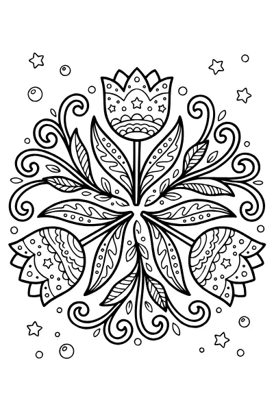 Tulpen mit Blättern – Mandalas zum Ausdrucken