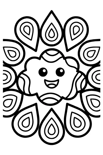 Wolke mit Regentropfen – Mandalas zum Ausdrucken