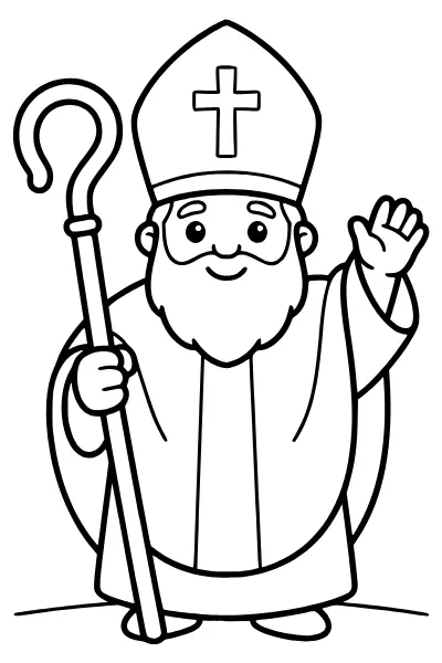 Nikolaus mit Bischofsstab zum Ausmalen – Ausmalbilder Nikolaus