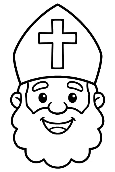 Freundlicher Nikolauskopf mit Mitra zum Ausmalen – Ausmalbilder Nikolaus