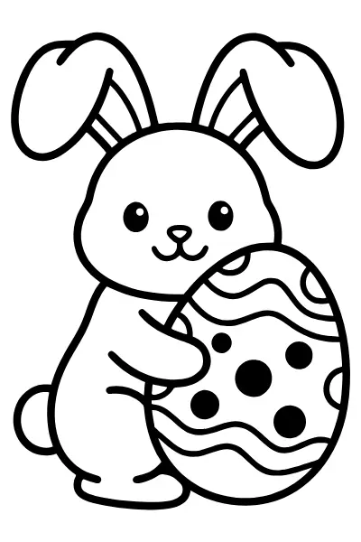 Hase mit großem Osterei zum Ausmalen – Ausmalbilder Osterhase zum kostenlosen Ausdrucken