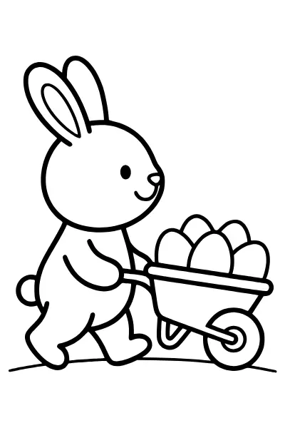 Osterhase mit Schubkarre voller Eier zum Ausmalen – Ausmalbilder Osterhase zum Ausdrucken
