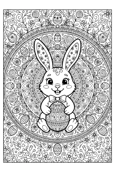 Osterhase im Mandala-Rahmen – Ausmalbilder Ostern zum Ausdrucken