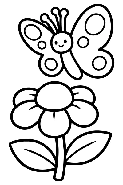 Schmetterling über einer Blume – Ausmalbilder Ostern zum Ausdrucken