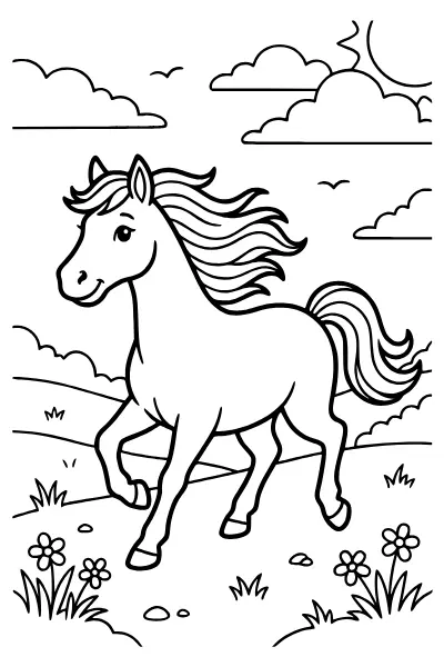 Galoppierendes Pferd – Ausmalbilder Pferde zum Ausdrucken
