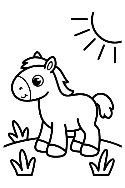 Pony auf der Wiese – Ausmalbilder Pferde zum Ausdrucken