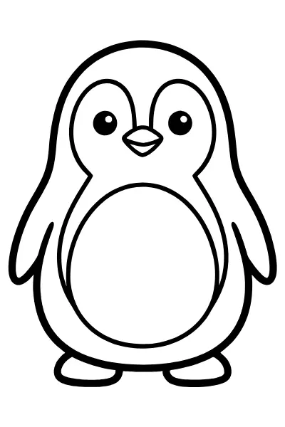 Pinguin mit dickem Umriss – Ausmalbilder Pinguin zum Ausdrucken