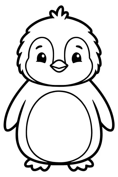 Pinguin-Küken mit rundem Kopf – Ausmalbilder Pinguin zum Ausdrucken