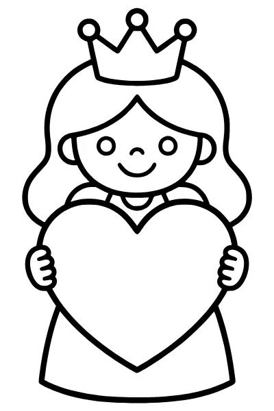 Prinzessin mit Herz – Ausmalbilder Prinzessin zum Ausdrucken