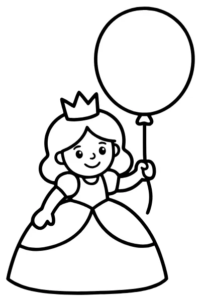 Prinzessin mit Luftballon – Ausmalbilder Prinzessin zum Ausdrucken