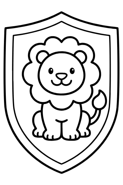 Wappenschild mit Löwenmotiv als Ausmalbild – Ausmalbilder Ritter zum Ausdrucken