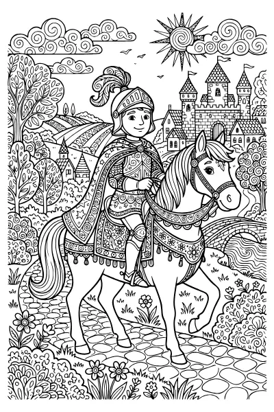 Reiter Sankt Martin auf dem Pferd – Ausmalbilder Sankt Martin für Schulkinder