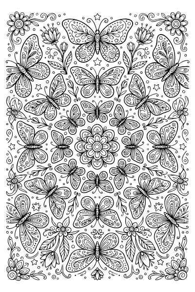 Mandala mit Schmetterlingen im Kreis – Ausmalbilder Schmetterling zum Ausdrucken