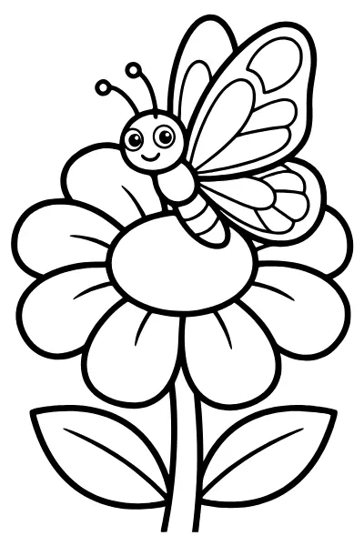 Schmetterling auf einer Blume – Ausmalbilder Schmetterling zum Ausdrucken