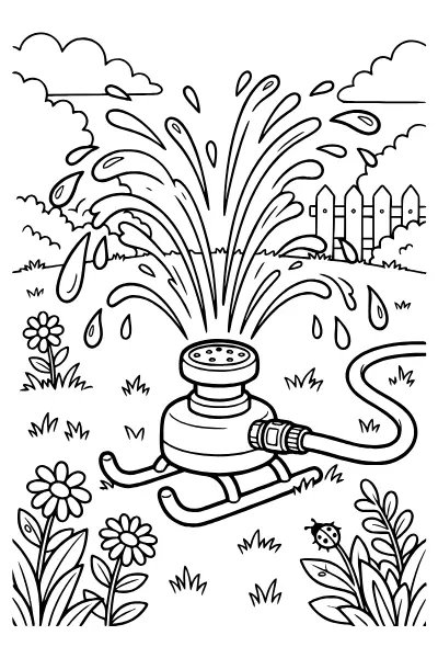 Garten-Sprinkler – Ausmalbilder Sommer zum Ausdrucken