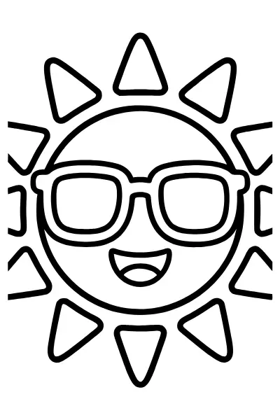 Sonne mit Sonnenbrille – Ausmalbilder Sommer zum Ausdrucken
