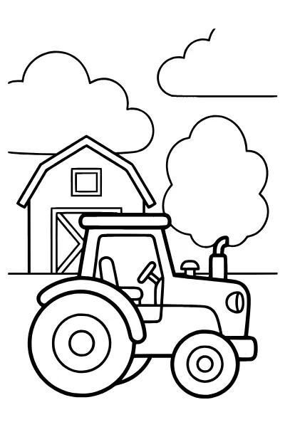 Traktor am Bauernhof – Ausmalbilder Traktor für Kita-Kinder