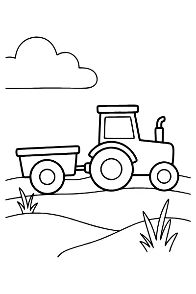 Traktor mit Anhänger – Ausmalbilder Traktor für kleine Kinder