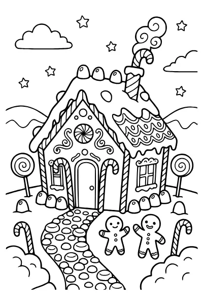 Lebkuchenhaus – Ausmalbilder Weihnachten zum Ausdrucken