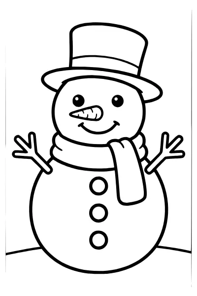 Schneemann mit Zylinderhut – Ausmalbilder Weihnachten zum Ausdrucken