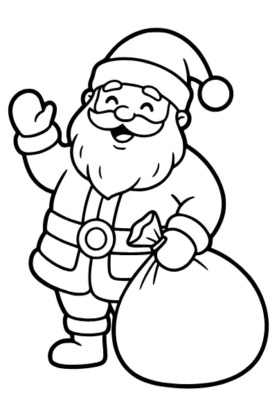Weihnachtsmann mit Geschenkesack – Ausmalbilder Weihnachten zum Ausdrucken