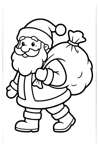 Weihnachtsmann mit großem Sack als Ausmalbilder Weihnachtsmann zum Ausdrucken