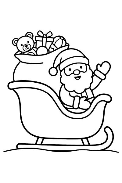 Weihnachtsmann mit Schlitten als Ausmalbilder Weihnachtsmann zum Ausdrucken