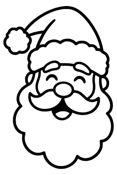 Lachender Weihnachtsmann mit Zipfelmütze als Ausmalbilder Weihnachtsmann zum Ausdrucken