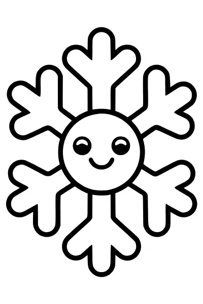 Große Schneeflocke mit einfachen Zacken – Ausmalbilder Winter zum Ausdrucken