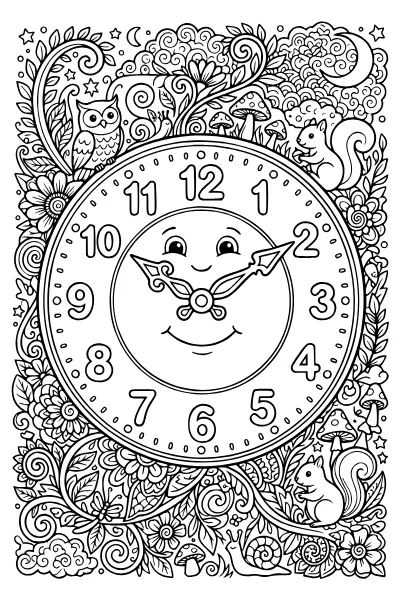 Ausmalbild Zahlen: eine große Uhr mit allen Zahlen – Ausmalbilder Zahlen kostenlos als PDF