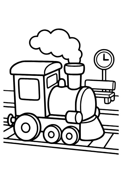 Zug am Bahnsteig – Ausmalbilder Zug für Kita-Kinder