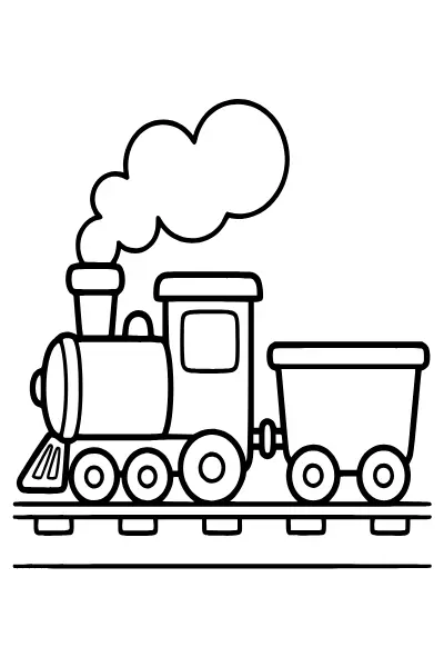 Dampflok mit einem Waggon – Ausmalbilder Zug zum Ausdrucken als PDF