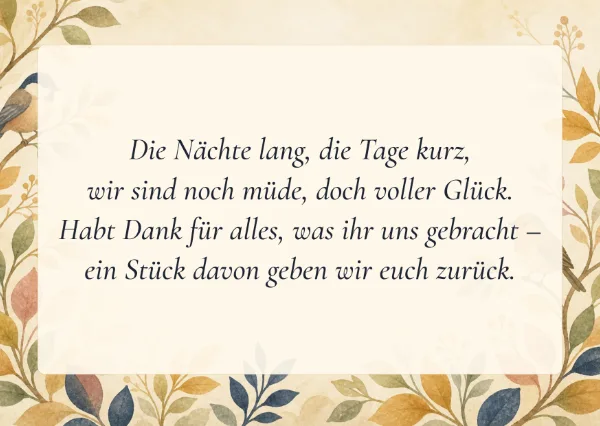 Spruchkarte: Die Nächte lang, die Tage kurz,