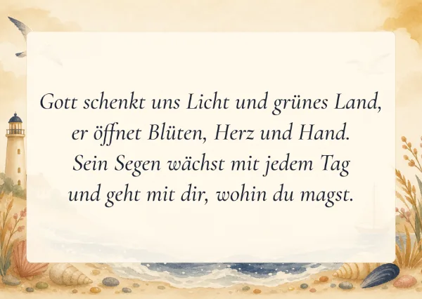 Spruchkarte: Gott schenkt uns Licht und grünes Land,