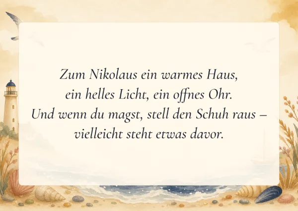 Spruchkarte: Zum Nikolaus ein warmes Haus,