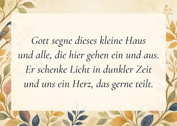 Spruchkarte: Gott segne dieses kleine Haus
