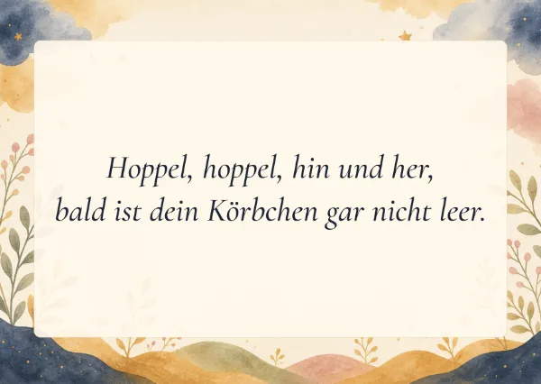 Spruchkarte: Hoppel, hoppel, hin und her,