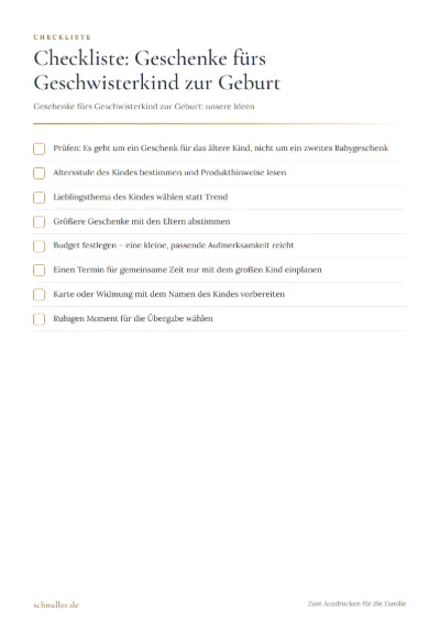 Vorschau: Checkliste: Geschenke fürs Geschwisterkind zur Geburt