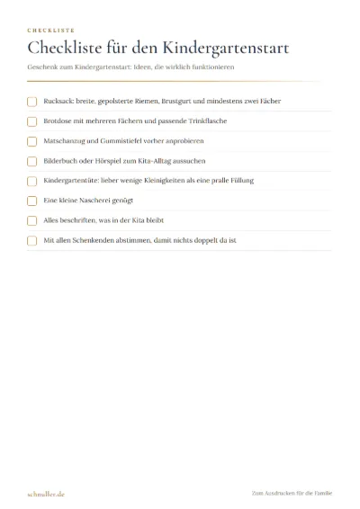 Vorschau: Checkliste für den Kindergartenstart