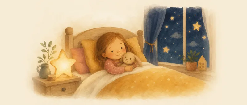Kind lauscht abends im Bett einer Hörgeschichte mit seinem Namen – Kinder Geschenke personalisiert zum Verschenken