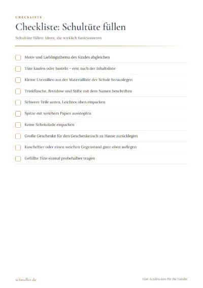 Vorschau: Checkliste: Schultüte füllen