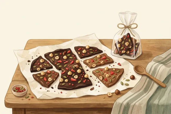 Bruchschokolade mit Nüssen als selbst gemachtes Vatertagsgeschenk
