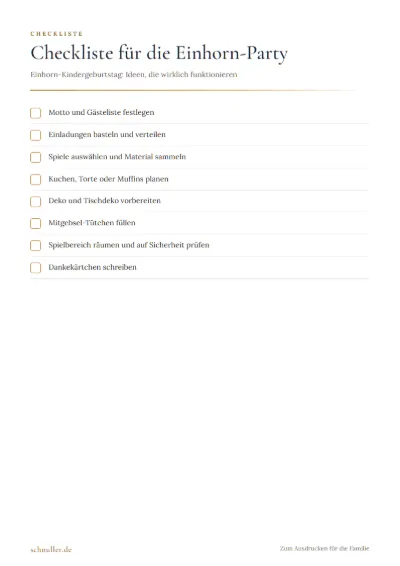 Vorschau: Checkliste für die Einhorn-Party