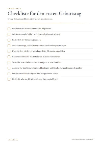 Vorschau: Checkliste für den ersten Geburtstag